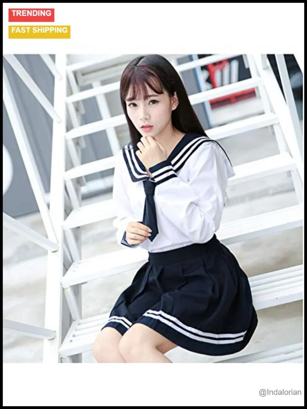 Japanese Sailor School Uniform Cosplay Costume Set with Socks